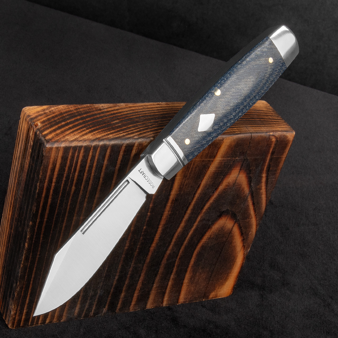 RoseCraft Barren Fork Jack Blue Denim Micarta Folding Knife | UK