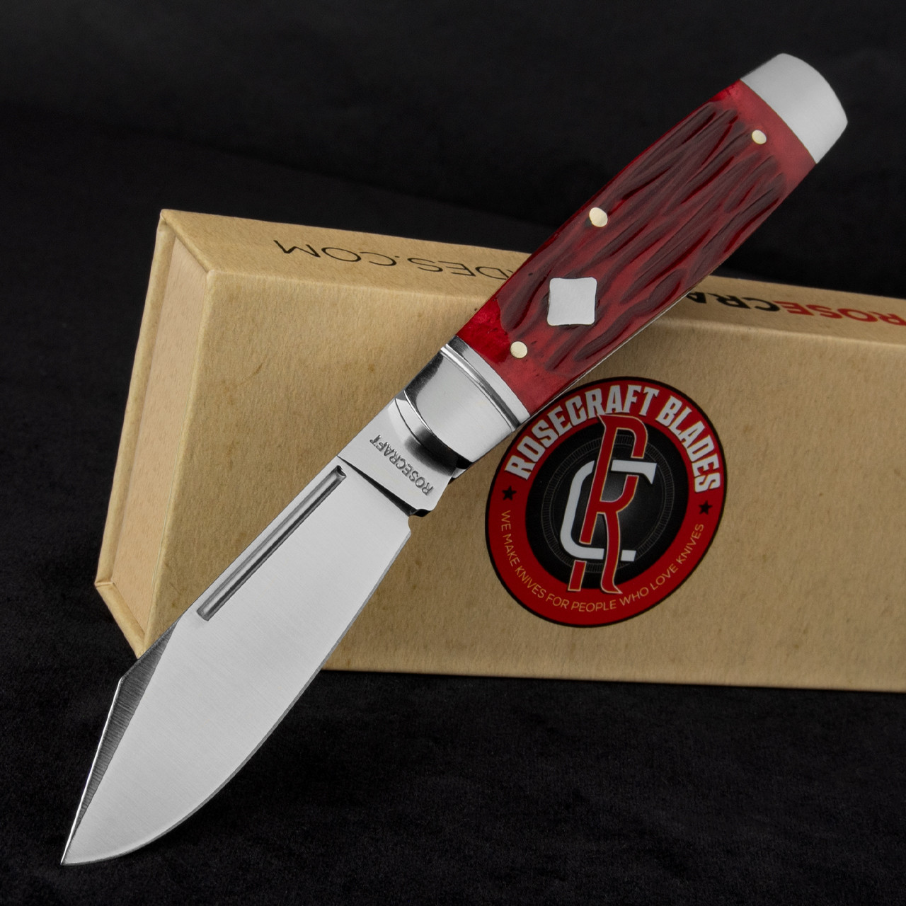 RoseCraft Barren Fork Jack Red Jigged Bone Folding Knife | UK