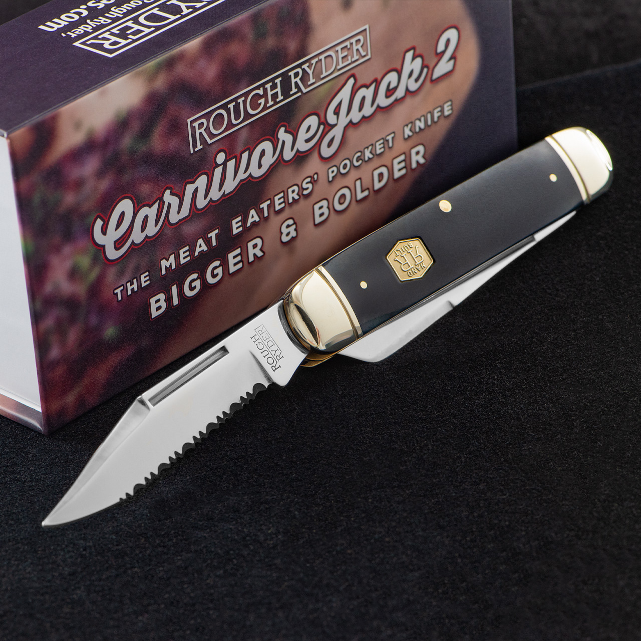 Rough Ryder Carnivore Jack 2 Black Smooth | Folding Pocket Knife