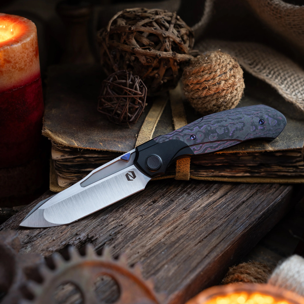 Null Knives Vandal Purple Haze Carbon Fibre | Folding Pocket Knife