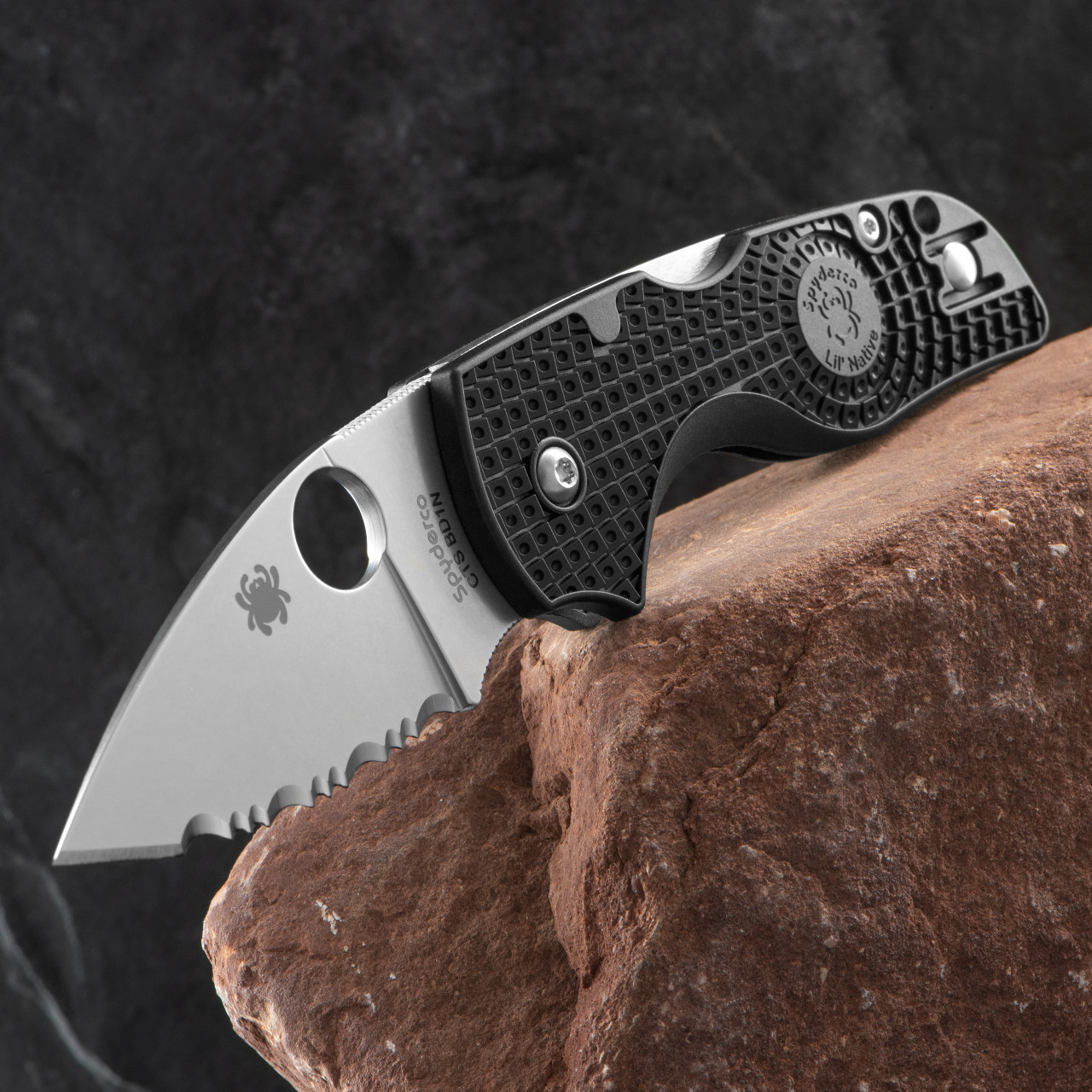 Spyderco Lil Native Black Lightweight Serrated | Folding Pocket Knife