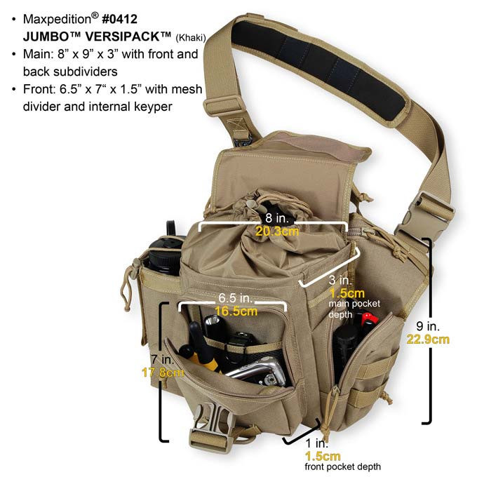 Maxpedition Jumbo Versipack Grigio Lupo: Borsa A Spalla In Nylon Balistico 8x4x8,5