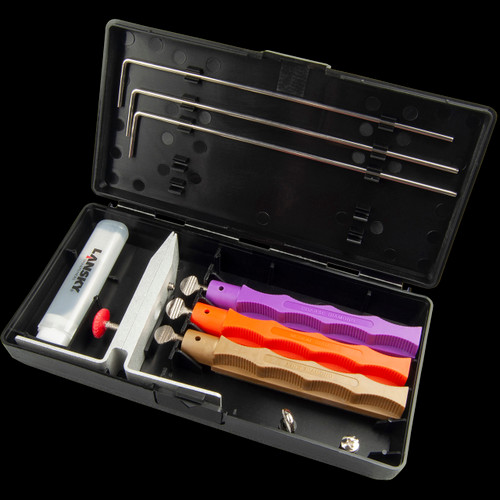 Lansky Standard Knife Sharpening System: 3-Stone Ceramic Knife Sharpener  Kit with Honing Oil - LKC03