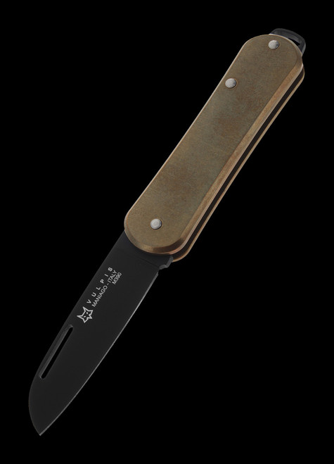 Fox Vulpis 1 Brass Black Penknife Folding Knife | Heinnie Haynes