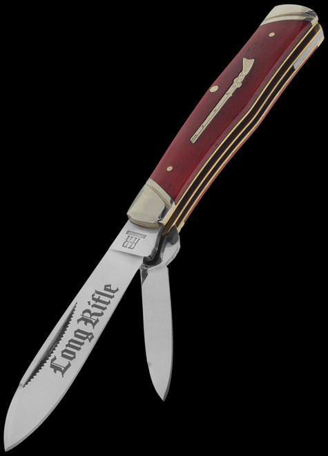 Rough Ryder Long Rifle Gunstock Red Folding Knife