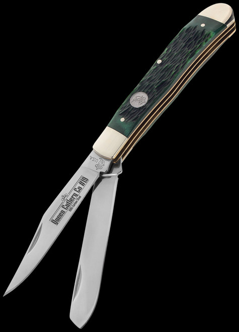 Queen Trapper Green Bone Folding Knife