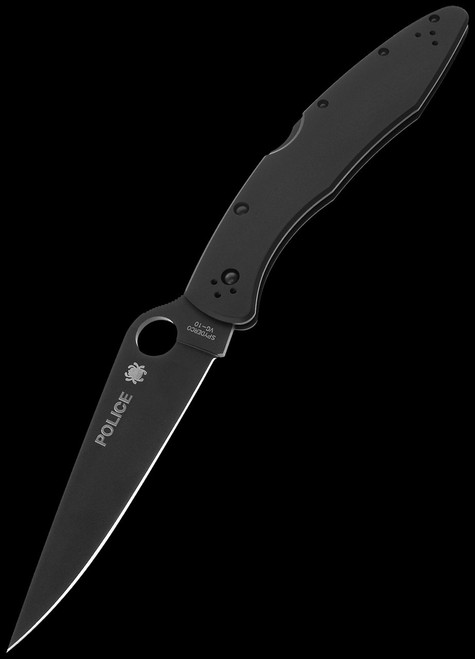 Spyderco Police Model Black Plain Folding Knife