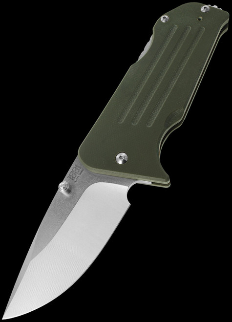 1881 Knife Works Broadway OD Green Tumbled Drop Point Folding Knife