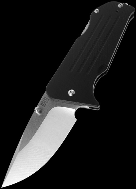 1881 Knife Works Broadway Black Tumbled Drop Point Folding Knife