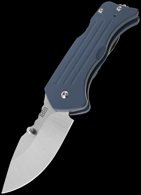 1881 Knife Works Lombard Blue Tumbled Drop Point Folding Knife