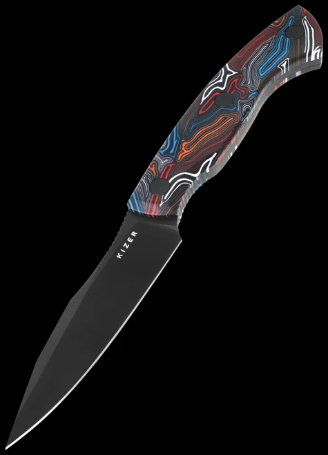 Kizer Hissbite Damast Fixed Blade