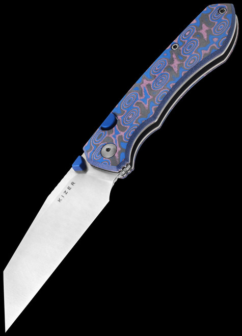 Kizer Wharning Vortex Blue Micarta Folding Knife