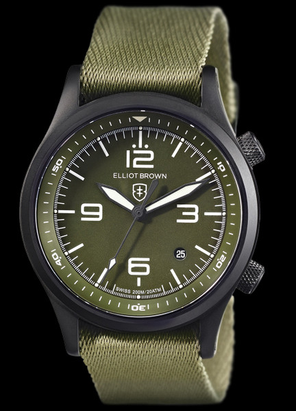 Elliot Brown Canford 202-024-N08 Olive Dial Webbing Strap