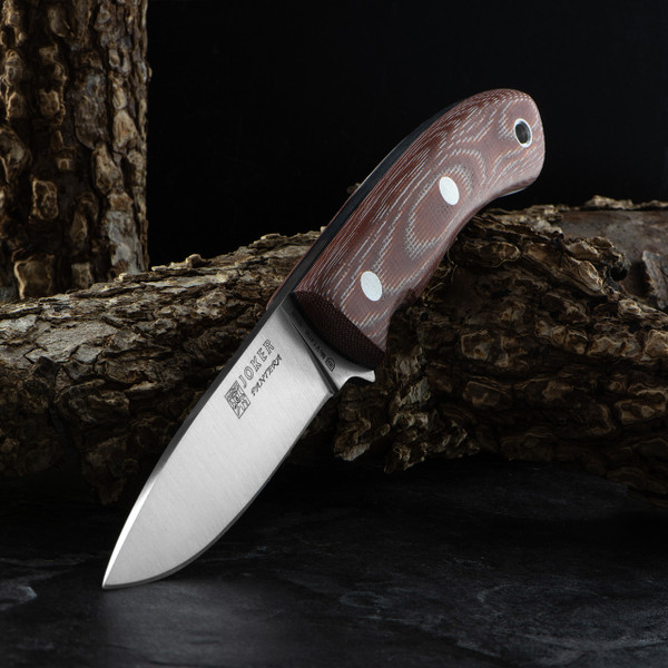 Joker Full Tang Messer 'Lince' – 15 Cm MOVA-Klinge, Olivenholz-Griff, Mit Lederscheide, Für Outdoor, Camping & Angeln