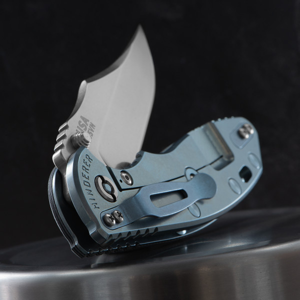 Hinderer XM-18 3.5" Bowie G10 Black Blue Folding Knife