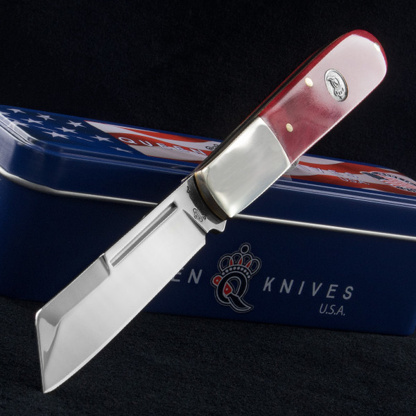 Queen Smooth Red Bone 1 Blade Barlow Folding Knife