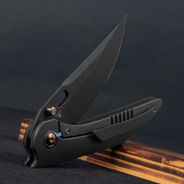 We Knife Attor Black Gold Titanium Folding Pocket Knife