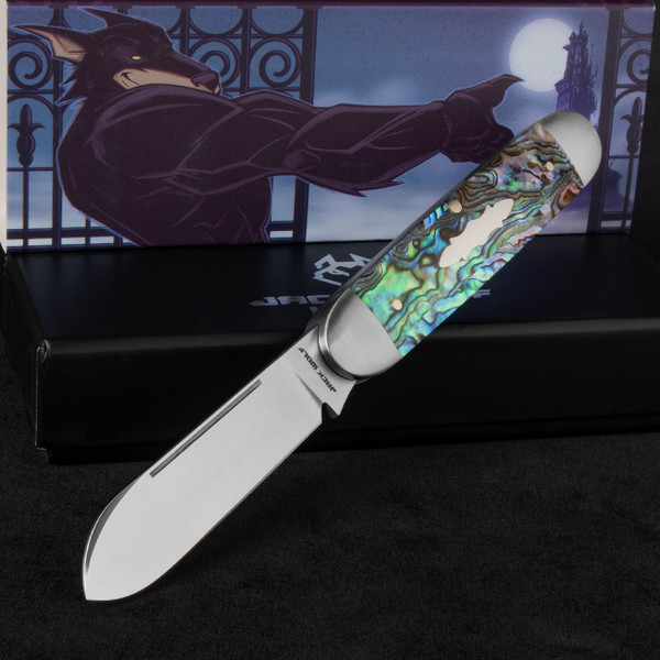 Jack Wolf Knives Equal End Abalone Folding Knife