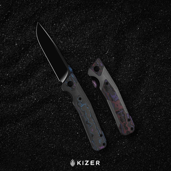 Kizer Sable Chief CamoCarbon Damtanium Folding Knife