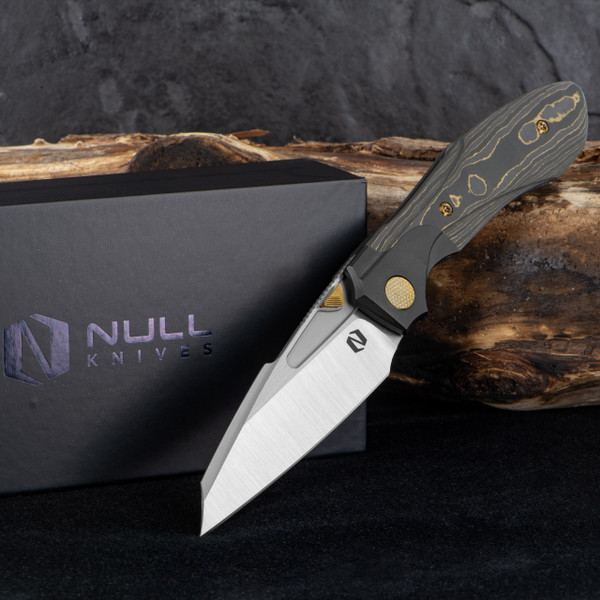Null Knives Voo Doll Gold Camo Carbon Fibre Folding Knife