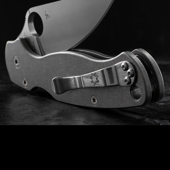 Titech Spyderco Para Military 2 Stone Washed Titanium Scales