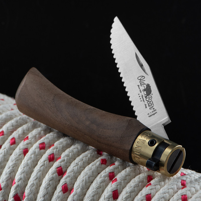 Antonini Old Bear Walnut Serrated Folding Knife Small