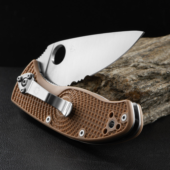 Spyderco Tenacious Tan Lightweight Satin Folding Knife