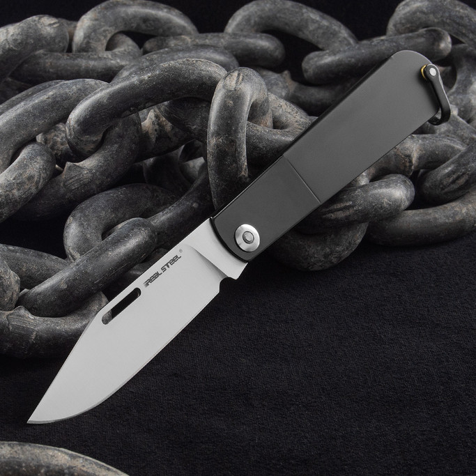 Real Steel Barlow RB-3 Clip Point Black Folding Knife
