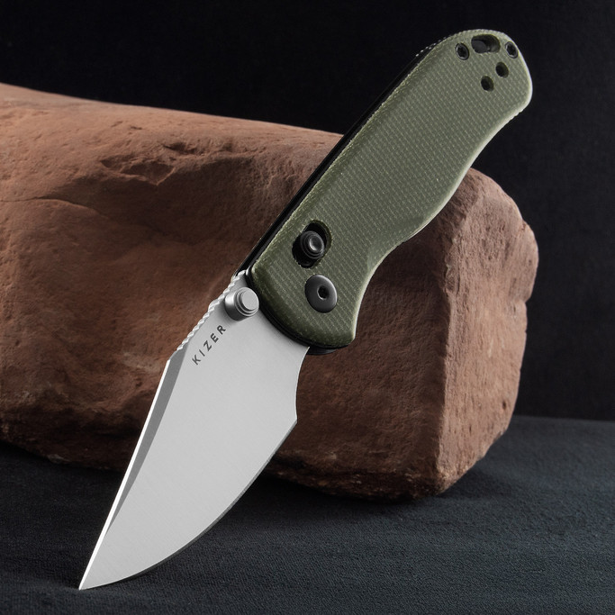 Kizer Drop Bear 2 Green Micarta Folding Knife