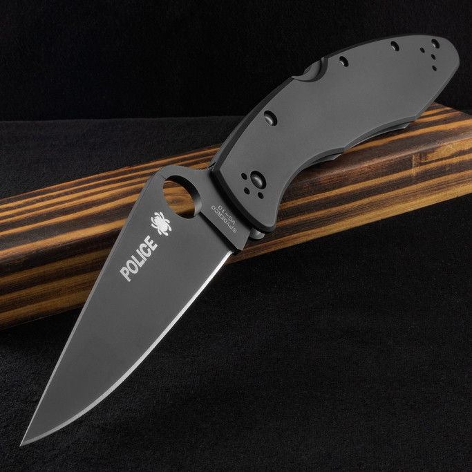 Spyderco Police Model Black Plain Folding Knife