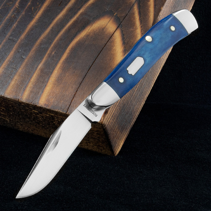 RoseCraft Piney River Peanut Vintage Blue Bone Folding Knife