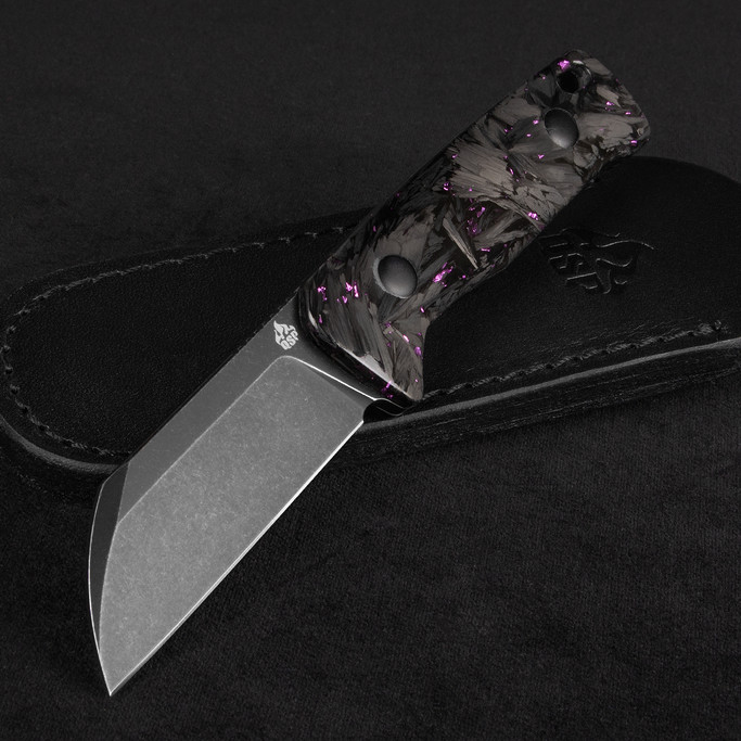 QSP Baby Penguin Purple Carbon Fibre Blackwashed Fixed Blade