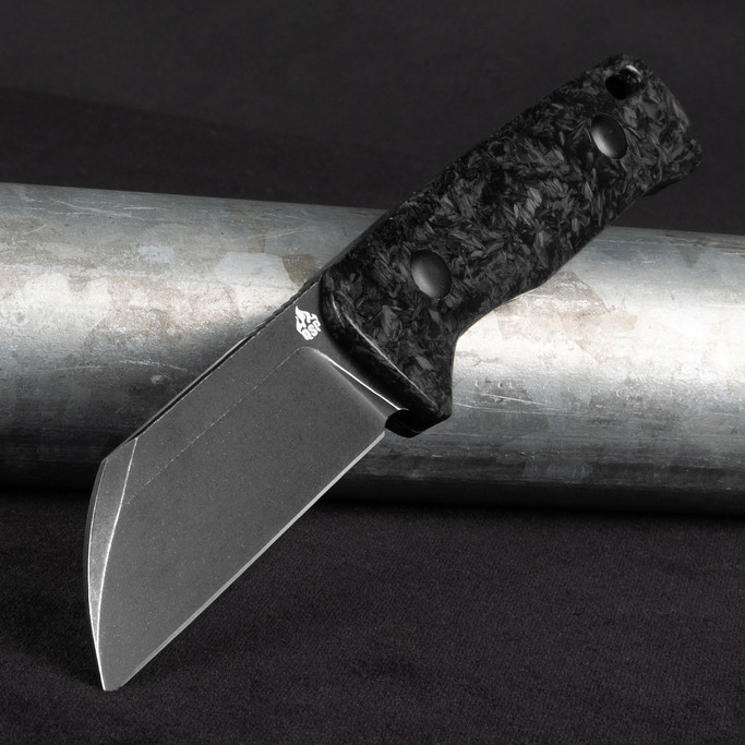 QSP Baby Penguin Blue Glow-in-the-dark Carbon Fibre Blackwashed Fixed Blade