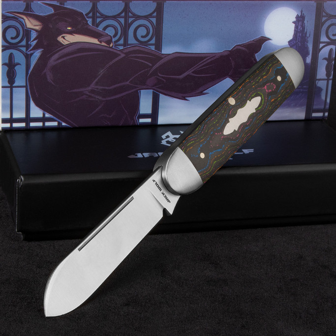 Jack Wolf Knives Equal End 80's Camo Carbon Folding Knife