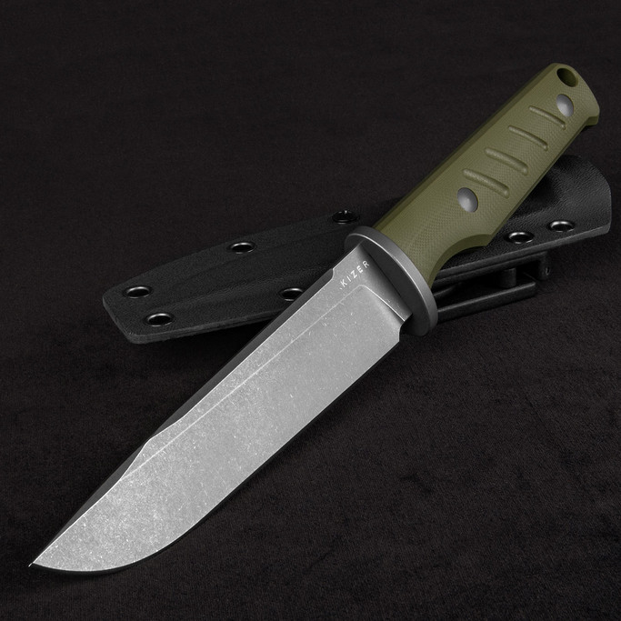 Kizer Camp 180 Stonewashed Fixed Blade