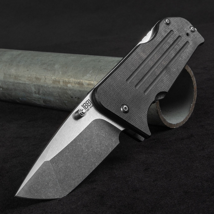 1881 Knife Works Broadway Black Tumbled Tanto Folding Knife