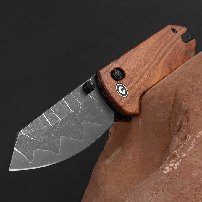 Civivi Yonder Damast Guibourtia Wood Folding Knife