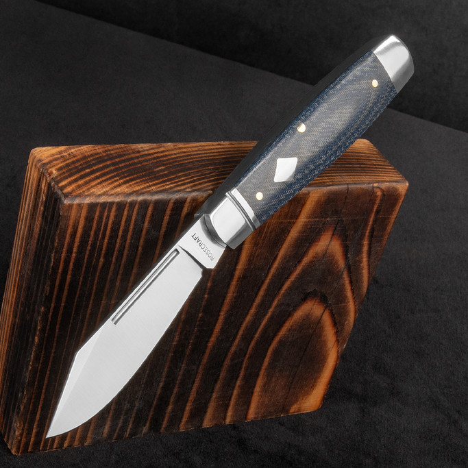 RoseCraft Barren Fork Jack Blue Denim Micarta Folding Knife