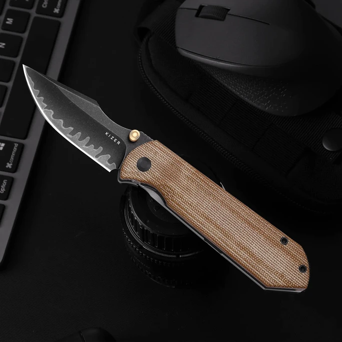 Kizer Harpoon Titanium Micarta Folding Knife