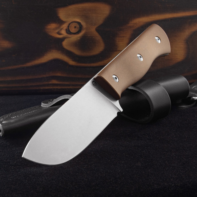 Maserin Woodsman Brown Paper Stone Fixed Blade