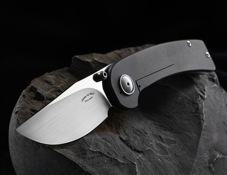 Johan vd Walt JB5 Blasted Titanium Custom Knife