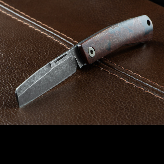 OEG EDC Modern Burl Rag Mic Sheepsfoot Custom Knife