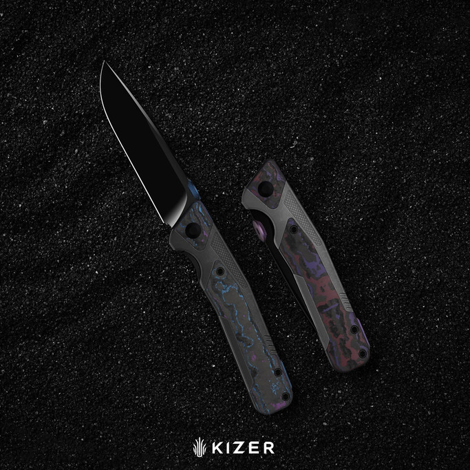 Kizer Sable Chief CamoCarbon Damtanium Folding Knife