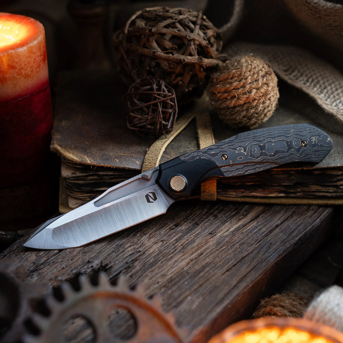 Null Knives Vandal Gold Camo Carbon Folding Knife