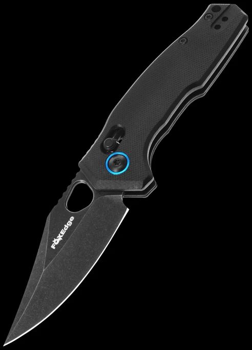 Fox Edge Crew Clip Point G10 Blackwashed Folding Knife Black