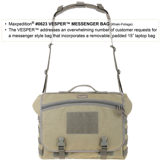 Sac militaire Maxpedition Vesper sacoche pour ordinateur portable Vert.