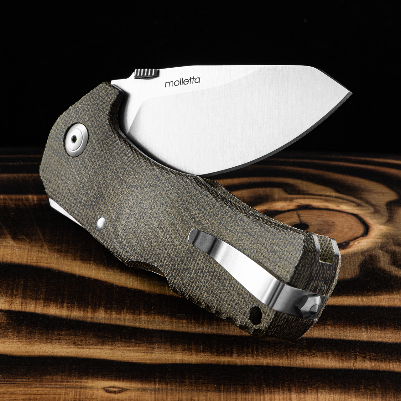 Lion Steel TM1 Micarta Green with Satin Blade