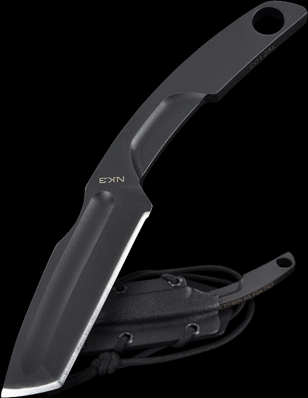 EXTREMA RATIO N.K. 3 NECKKNIFE – Schwarzes Fahrtmesser Für Outdoor, Federunterstützt