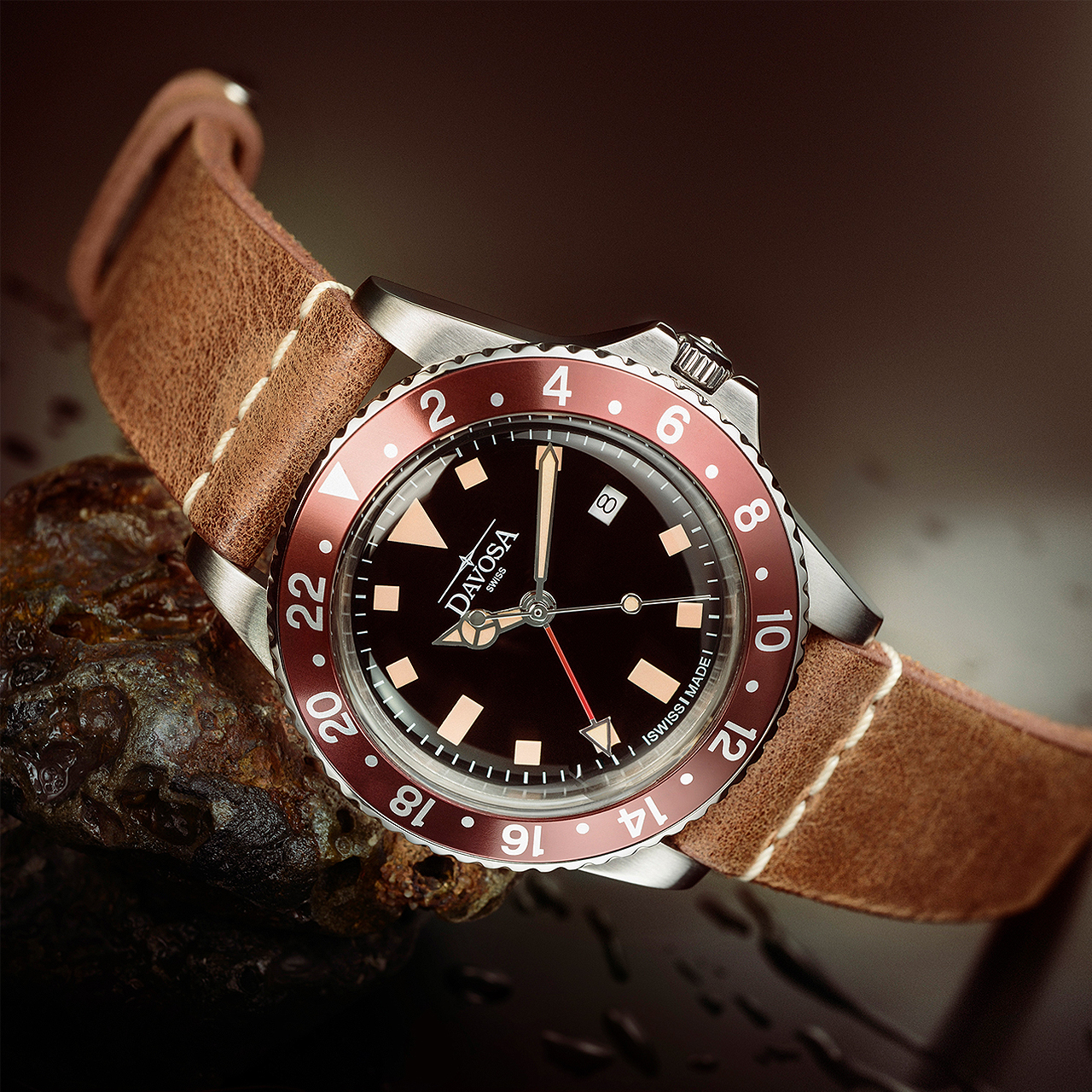 Davosa Vintage Diver Qtz Burgundy