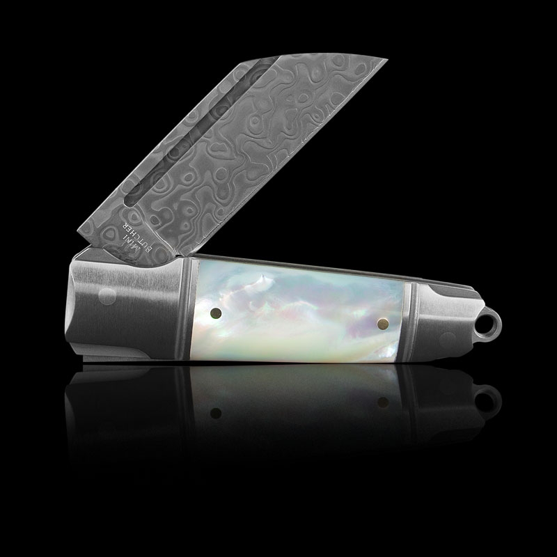 Andre de Villiers Micro Butcher MOP Damast Folding Knife